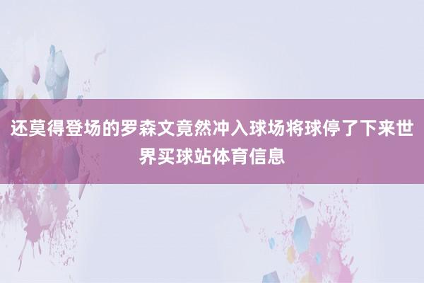 还莫得登场的罗森文竟然冲入球场将球停了下来世界买球站体育信息
