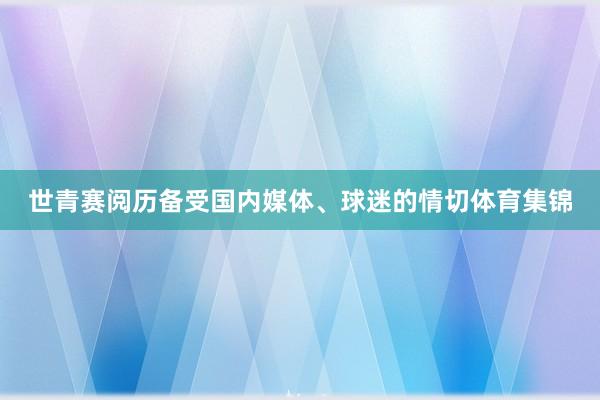 世青赛阅历备受国内媒体、球迷的情切体育集锦