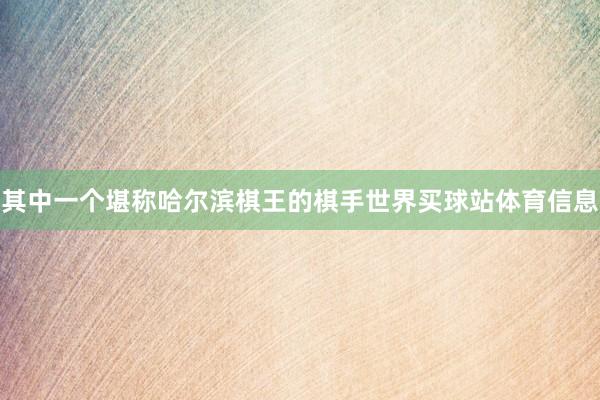 其中一个堪称哈尔滨棋王的棋手世界买球站体育信息