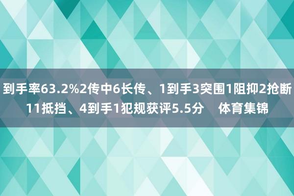 到手率63.2%2传中6长传、1到手3突围1阻抑2抢断11抵