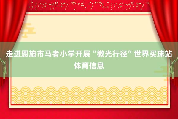 走进恩施市马者小学开展“微光行径”世界买球站体育信息
