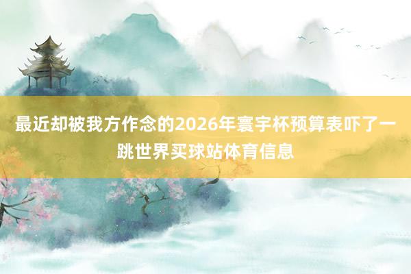 最近却被我方作念的2026年寰宇杯预算表吓了一跳世界买球站体