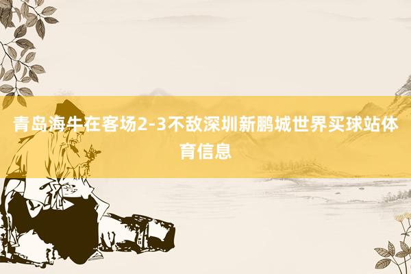 青岛海牛在客场2-3不敌深圳新鹏城世界买球站体育信息