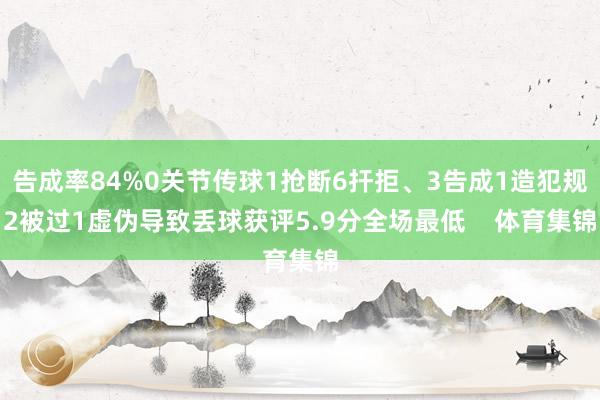 告成率84%0关节传球1抢断6扞拒、3告成1造犯规2被过1虚